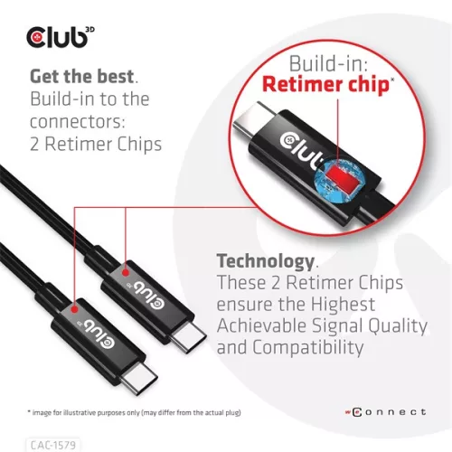 Club 3D Kábel - CAC-1579 (USB4 USB-C Gen 3x2, Bi-directional, 8K60Hz, 40Gbps, 240W PD, EPR, M/M, 3m)