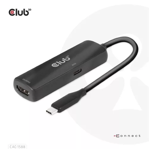 Club 3D Átalakító - CAC-1588 (USB-C Gen 2 to HDMI 4K120Hz, HDR10, DSC 1.2, USB-C 100W PD3.0, aktív)