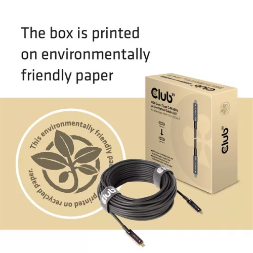 Club 3D Kábel - CAC-1589 (3.2 USB-C Gen 2 to 3.2 USB-C Gen 2, aktív, optikai, 60W PD, 4K60Hz, Bidirectional, M/M, 20m)