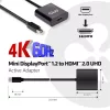 Club 3D Átalakító - CAC-2170 (Mini DisplayPort 1.2 to HDMI 2.0, 4K60Hz, UHD, 3D aktív átalakító)