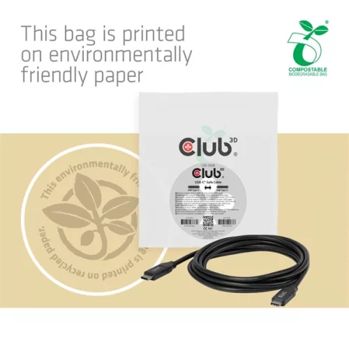 Club 3D Kábel - CAC-2506 (USB-C, PD3.1 240W, No Data, 4K60Hz, fekete, M/M, 2m)