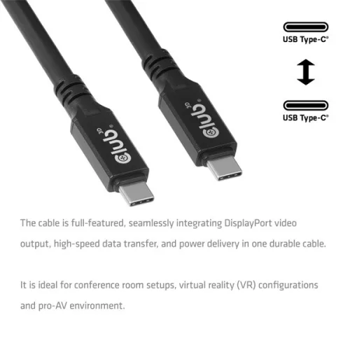 Club 3D Kábel - CAC-2509 (USB-C to USB-C, M/M, 100W, 8K60Hz, 20Gbps, 60W, 9m)