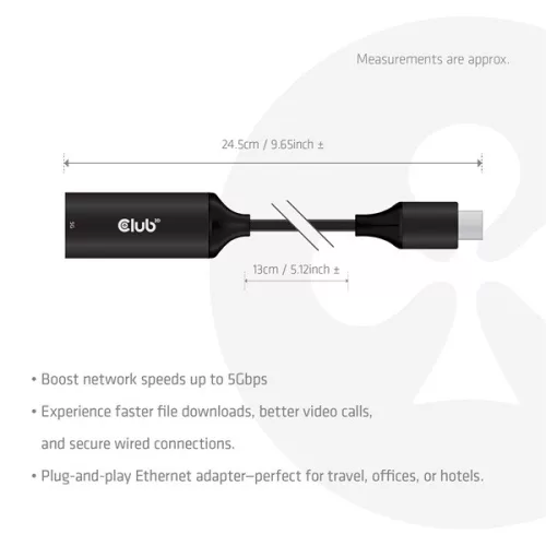 Club 3D Átalakító - CAC-2530 (USB-C to RJ45 Ethernet)