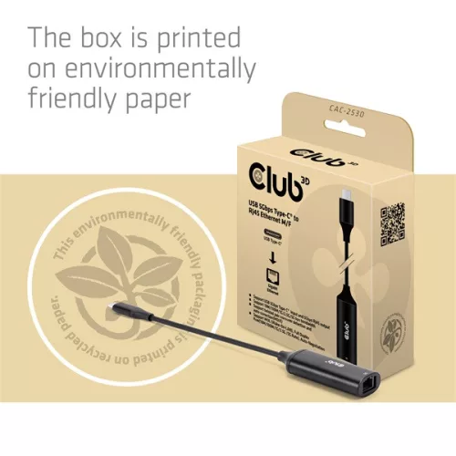 Club 3D Átalakító - CAC-2530 (USB-C to RJ45 Ethernet)