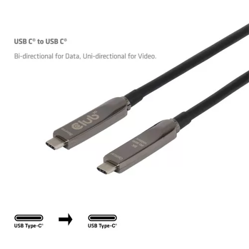 Club 3D Kábel - CAC-2580 (USB-C to USB-C, M/M, AOC kábel, 8K60Hz, 10Gbps, 60W, 15m)
