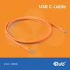 Club 3D Kábel - CAC-3000 (USB-C, PD 240W, 20Gbps, 4K60Hz, narancs, M/M, 2m)