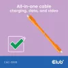 Club 3D Kábel - CAC-3000 (USB-C, PD 240W, 20Gbps, 4K60Hz, narancs, M/M, 2m)