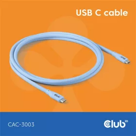   Club 3D Kábel - CAC-3003 (USB-C, PD 240W, 20Gbps, 4K60Hz, kék, M/M, 2m)