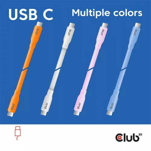 Club 3D Kábel - CAC-3003 (USB-C, PD 240W, 20Gbps, 4K60Hz, kék, M/M, 2m)