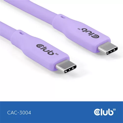 Club 3D Kábel - CAC-3004 (USB-C, PD 240W, 20Gbps, 4K60Hz, lila, M/M, 2m)