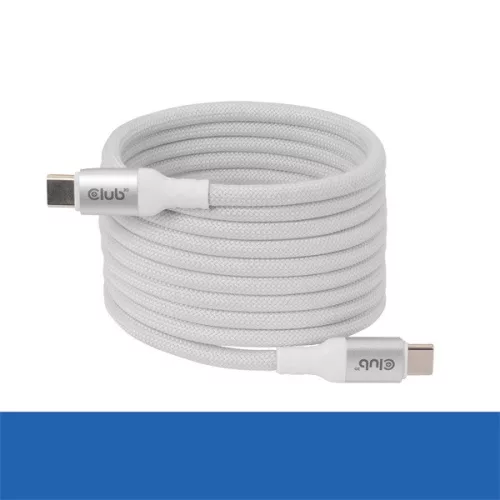 Club 3D Kábel - CAC-3032 (USB-C, Mágneses, PD3.1, 240W, 20Gbps, fehér, M/M, 2m)
