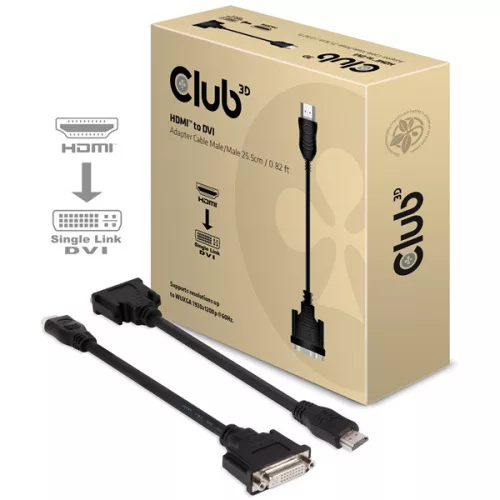 Club 3D Átalakító - CAC-HMD>DFD (HDMI MALE to DVI-D FEMALE, passzív, digitális jelekhez, nincs analóg)
