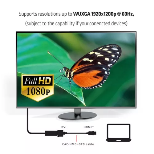 Club 3D Átalakító - CAC-HMD>DFD (HDMI MALE to DVI-D FEMALE, passzív, digitális jelekhez, nincs analóg)
