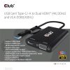 Club 3D Átalakító - CSV-1611(USB-C (USB-A Adapterrel) to Dual HDMI (4K/30Hz) / VGA (1080/60Hz))