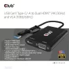 Club 3D Átalakító - CSV-1611(USB-C (USB-A Adapterrel) to Dual HDMI (4K/30Hz) / VGA (1080/60Hz))
