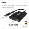 Club 3D Átalakító - CSV-1611(USB-C (USB-A Adapterrel) to Dual HDMI (4K/30Hz) / VGA (1080/60Hz))