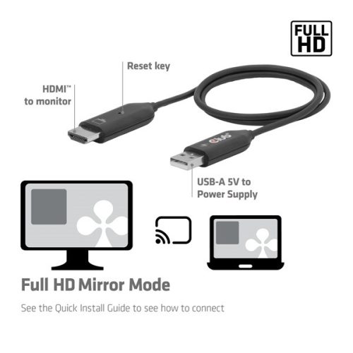 Club 3D Átalakító - CSV-2570 (USB-C to HDMI vezeték nélkül, 25m hatótáv, FHD 60Hz, Alt Mode, HDCP 1.4 & 2.2)