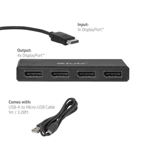 Club 3D Átalakító - CSV-7400 (DisplayPort to 4x DisplayPort, 8K30Hz)