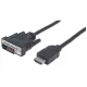Manhattan Kábel - HDMI to DVI ( 1m; HDMI 19 pin - DVI-D Dual Link, Fekete)