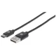 Manhattan Kábel - USB-A (2.0) to Type-C, 0.5m, Fekete
