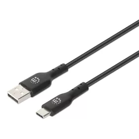   Manhattan Kábel - USB-A (2.0) Male to USB-C Male, 2m, Fekete