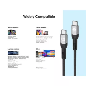   Manhattan Kábel - USB-C Male to USB-C Male kábel, 1m, PD3.1, 8K@60Hz, 240W/5A, Fekete