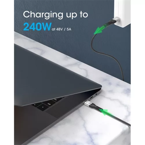 Manhattan Kábel - USB-C Male to USB-C Male kábel, 1m, PD3.1, 8K@60Hz, 240W/5A, Fekete