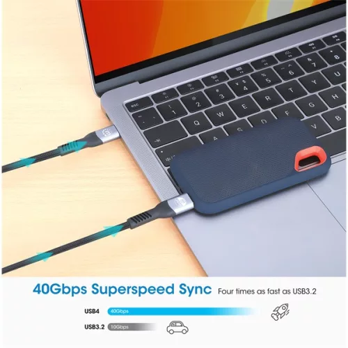Manhattan Kábel - USB-C Male to USB-C Male kábel, 1m, PD3.1, 8K@60Hz, 240W/5A, Fekete