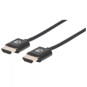   Manhattan Kábel - HDMI to HDMI szuper keskeny (Ethernet HEC, ARC, 3D, 4K@60Hz, fali kábel, Shielded,  1.8m, Fekete)