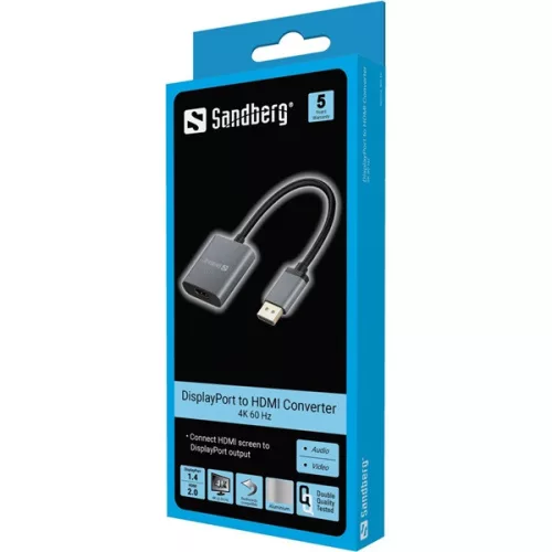 Sandberg Kábel Átalakító - Adapter DisplayPort 1.4 > HDMI 2.0 4K60