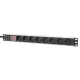 Manhattan elosztó - 19" 1U Rackmount elosztó, 8 aljzat, LED fény, 3m, túlfeszültség védelem, ki-be kapcsológomb
