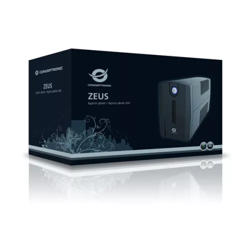 Conceptronic Szünetmentes  650VA - ZEUS01ES (2x Schuko, line-interaktív, RJ45 vonalvédelem, HID USB, fekete)