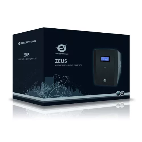 Conceptronic Szünetmentes  2200VA - ZEUS04E (6x IEC C13, line-interaktív, RJ45 vonalvédelem, HID USB, fekete)