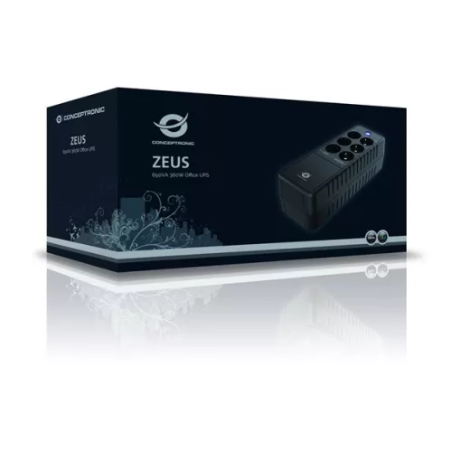 Conceptronic Szünetmentes Elosztósor  650VA - ZEUS05E (6x Schuko, Off line, RJ45 vonalvédelemm, fekete)