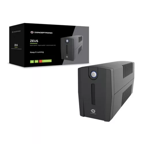 Conceptronic Szünetmentes  1000VA - ZEUS07ES (2x Schuko, line-interaktív, RJ45 vonalvédelem, HID USB, fekete)