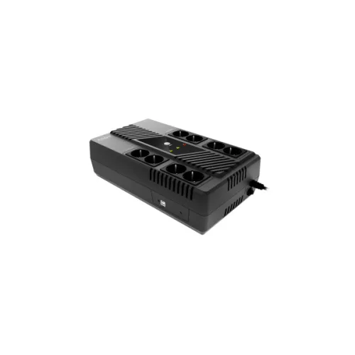 NJOY Szünetmentes 600VA - Token 600 (8 Schuko, line-interaktív, HID USB, túlfeszültség védett, fekete)