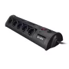 S-Link Túlfeszültségvédő - Swapp SP10AF (10 aljzat, max.3680 Watt, 1860 Joule, 2xUSB, gyermekvédelem, 1,8m kábel,fekete)