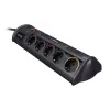 S-Link Túlfeszültségvédő - Swapp SP10AF (10 aljzat, max.3680 Watt, 1860 Joule, 2xUSB, gyermekvédelem, 1,8m kábel,fekete)