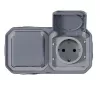Legrand Plexo 55 falon kívüli 2x2P+F elővezetékezett vízszintes csatlakozóaljzat csapófedéllel, összeszerelt, szürke