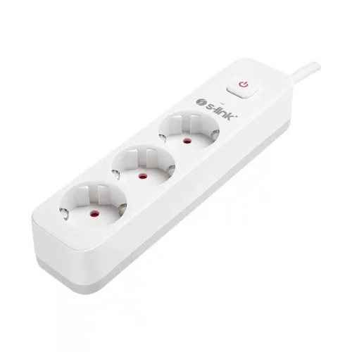 S-Link Túlfeszültségvédő - SPG301S (1,5m, 750 Joule, 16A, 3680W, 3db schuko, fehér)