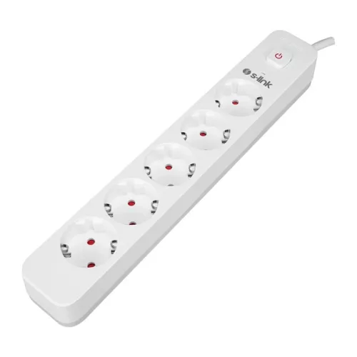 S-Link Túlfeszültségvédő - SPG501S (1,5m, 750 Joule, 16A, 3680W, 5db schuko, fehér)