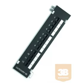 UTP Cat5e patch panel, 12 portos, falra szerelhető