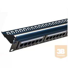   UTP Cat5e patch panel, 24 portos, levehető tehetmentesítővel