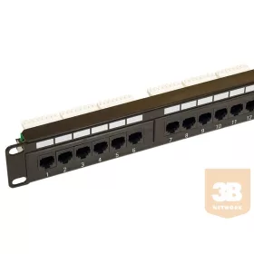 UTP Cat6 patch panel, 24 portos, tehermentesítő nélkül