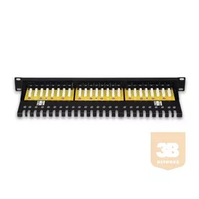 UTP Cat6 patch panel, 24 portos, tálcás