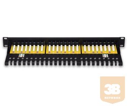 UTP Cat6 patch panel, 24 portos, tálcás