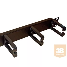 1U kábelrendező gyűrűs panel, 5 műanyag gyűrűvel