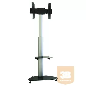 Plazma, LCD padlóállvány, gurulós, üvegpolccal