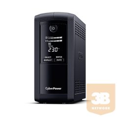   CYBERPOWER UPS VP1000ELCD (3xIEC 320) 1000VA 550W 230V szünetmentes tápegység + USB LINE-INTERACTIVE