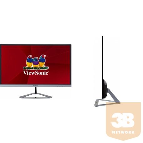 ViewSonic Monitor 23,8" - VX2476-SMHD (IPS, 16:9, 1920x1080, 4ms, 250cd/m2, HDMI, VGA, DP, VESA, SPK, ezüst, káva nélk.)